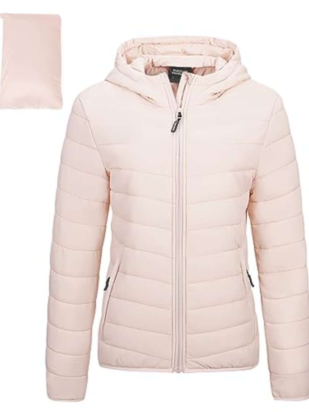 Packable Lightweight Full-Zip Puffer Jacket with Hood Quilted Winter Coat
